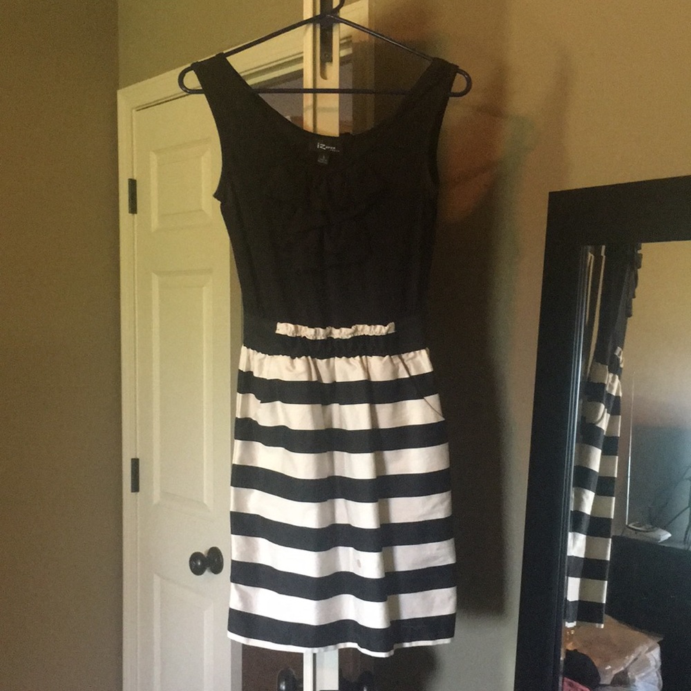 Black and white striped dress